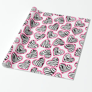 Valentinstag Rosa Zebra Herz Muster Geschenkpapier