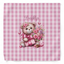 Valentinstag Rose Bear Pink Buffalo Karo Kariert