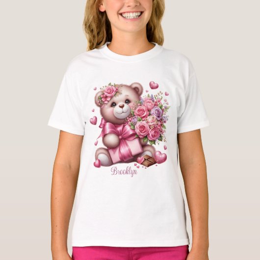 Valentinstag Rose Bear T-Shirt (Vorderseite)