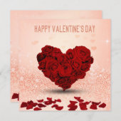 Valentinstag Rose Herz Bouquet - Karte (Vorne/Hinten)