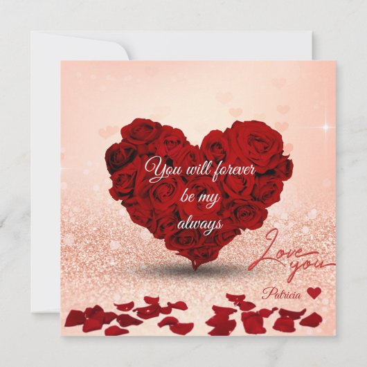 Valentinstag Rose Herz Bouquet - Karte (Rückseite)