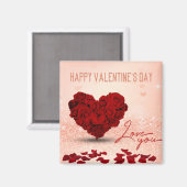 Valentinstag Rose Herz Bouquet - Magnet (Vorderseite/Rückseite)