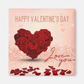 Valentinstag Rose Herz Bouquet - Magnet (Vorne)