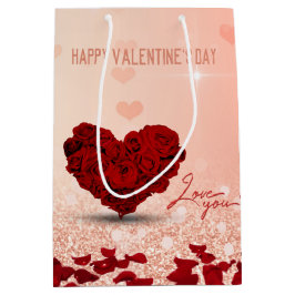 Valentinstag Rose Herz Bouquet Mittlere Geschenkta Mittlere Geschenktüte