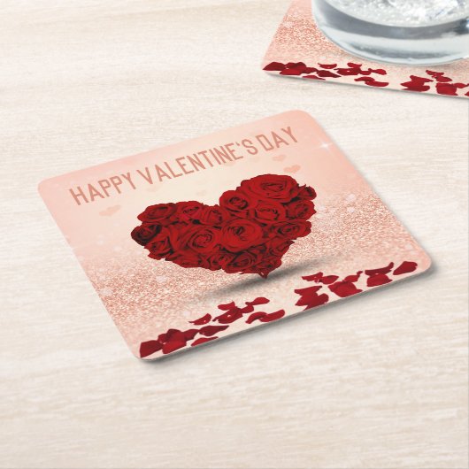 Valentinstag Rose Herz Bouquet - Paper Untersetzer (angewinkelt)