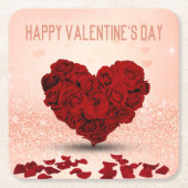Valentinstag Rose Herz Bouquet - Paper Untersetzer (Vorderseite)