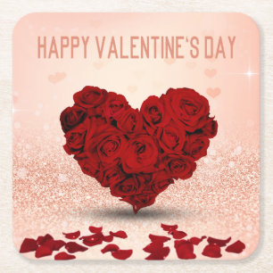 Valentinstag Rose Herz Bouquet - Paper Untersetzer