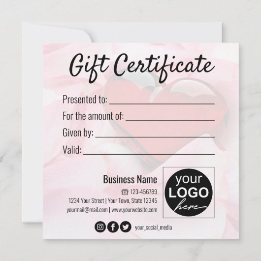 Valentinstag Rose Petals Geschenkkarte (Rückseite)