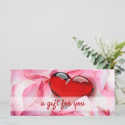 Valentinstag Rose Petals Geschenkkarte (Stehend Vorderseite)