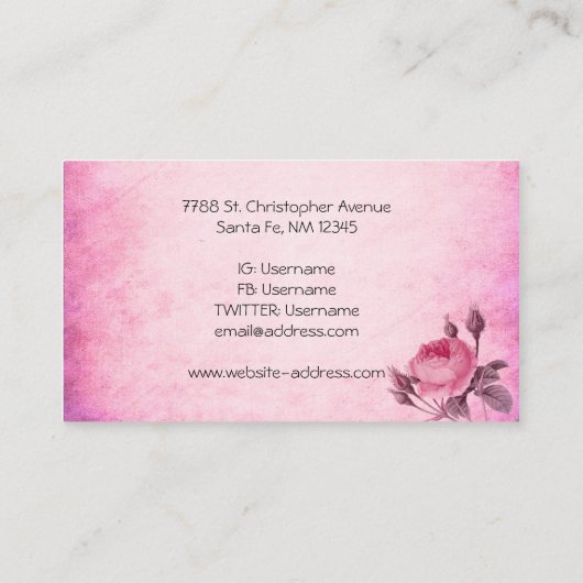 Valentinstag Rose Visitenkarte (Rückseite)