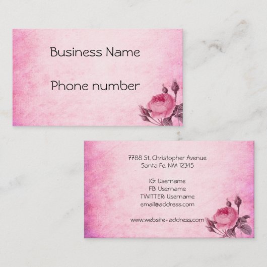 Valentinstag Rose Visitenkarte (Vorne/Hinten)