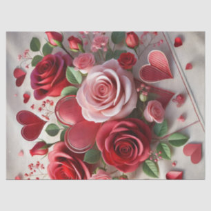 Valentinstag Rosen und Herzen Seidenpapier