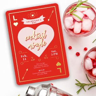 Valentinstag Rot Party Herz und Liebe Rot  Folieneinladung