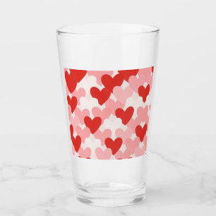 Valentinstag rot/pink/weiß Herz-Muster Glas