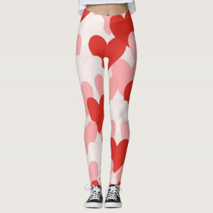 Valentinstag rot/pink/weiß Herz Muster Leggings