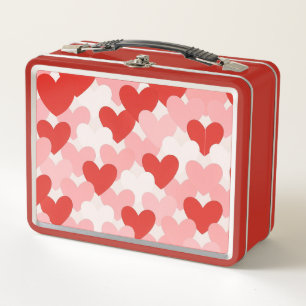 Valentinstag rot/pink/weiß Herz-Muster Metall Brotdose