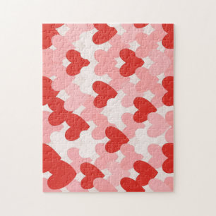 Valentinstag rot/pink/weiß Herz-Muster Puzzle