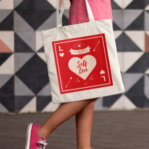 Valentinstag-Rot-Rosa-Herz und Selbstliebe Tragetasche