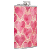 Valentinstag, Rot Rosa Liebe Herz Muster Flachmann (Rechts)