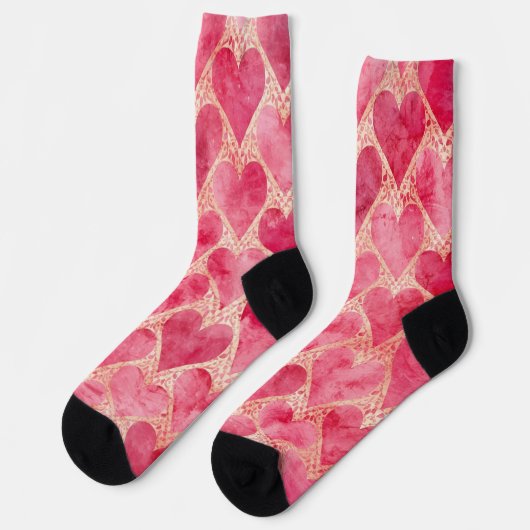 Valentinstag, Rot Rosa Liebe Herz Muster Socken (Linkes Detail)
