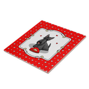 Valentinstag (rot) Schottischer Hund (schwarz) Nie Fliese