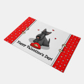 Valentinstag (rot) Schottischer Hund (schwarz) Nie Fußmatte (Schrägansicht)