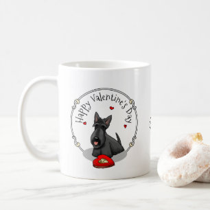 Valentinstag (rot) Schottischer Hund (schwarz) Nie Kaffeetasse