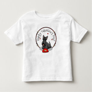 Valentinstag (rot) Schottischer Hund (schwarz) Nie Kleinkind T-shirt