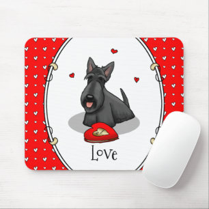Valentinstag (rot) Schottischer Hund (schwarz) Nie Mousepad