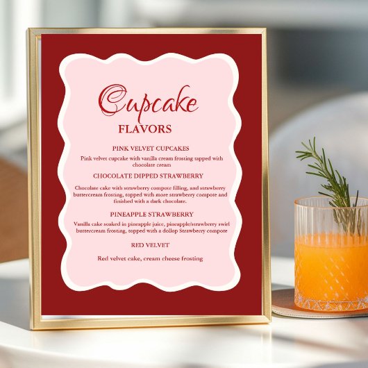 Valentinstag-Rot- und Rosa-Cupcake-Geschmacksschil Poster