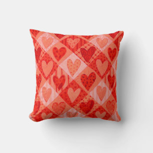 Valentinstag Rot und Rosa Patchwork Herz Kissen