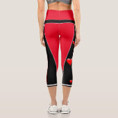 Valentinstag Rot und Schwarz Hochwaikkapsel Capri Leggings (Rückseite)