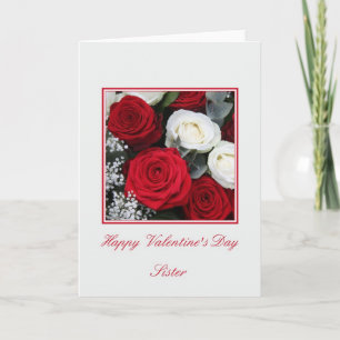 Valentinstag Rot-Weiß-Rose Feiertagskarte