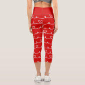 Valentinstag Rote Herzen abstrakt Capri Leggings (Rückseite)