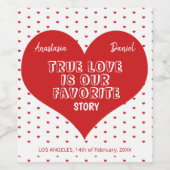 Valentinstag Rote Herzen elegantes modernes Paar Weinetikett (Einzelnes Label)