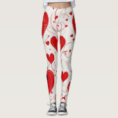Valentinstag, rote Herzen, Monogramm Leggings (Vorderseite)