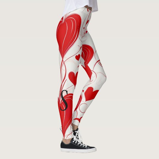Valentinstag, rote Herzen, Monogramm Leggings