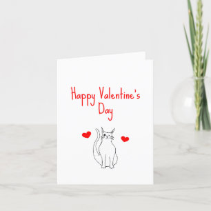 Valentinstag Rote Herzen Süße Katze   Feiertagskarte