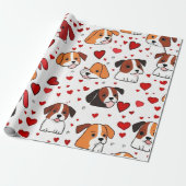 Valentinstag rote Hunde Herzen Wrapping Paper Geschenkpapier (Ungerollt)