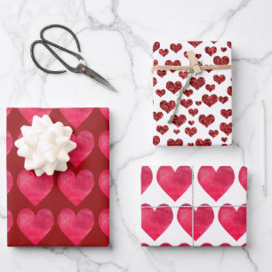 Valentinstag Rote Liebe und Herz Stilvoll Geschenkpapier Set