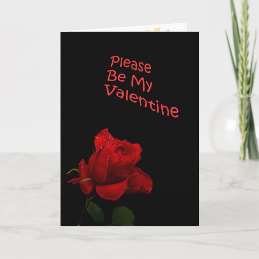 Valentinstag-Rote Rose Feiertagskarte (Vorderseite)