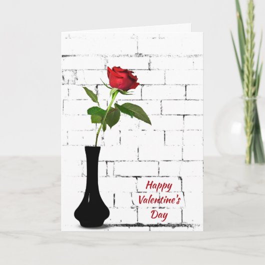 Valentinstag Rote Rose Karte (Vorderseite)