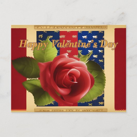 Valentinstag Rote Rose Patriot Postkarte (Vorderseite)