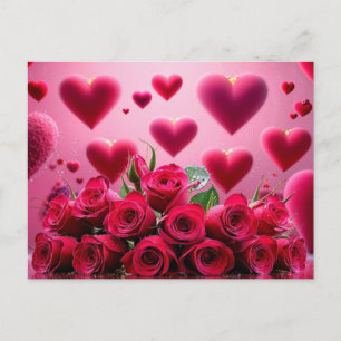 Valentinstag Rote Rosen und Herz Feiertagspostkarte