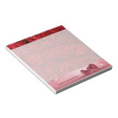 Valentinstag Rote Rosen und Rotes Herz Notizblock (angewinkelt)