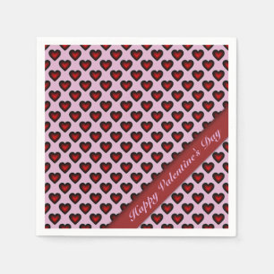 Valentinstag-rote u. rosa Herz-Muster-Servietten Serviette