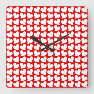 VALENTINSTAG ROTE UND WEISSE HERZEN VALENTINSTAG QUADRATISCHE WANDUHR