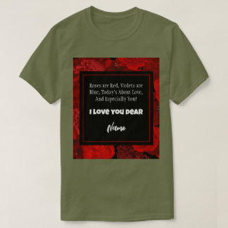 Valentinstag Roter Blumenrahmen Benutzerdefinierte T-Shirt