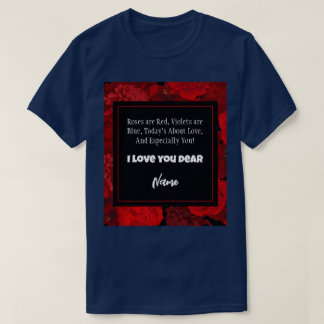 Valentinstag Roter Blumenrahmen Benutzerdefinierte T-Shirt