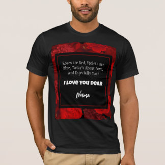 Valentinstag Roter Blumenrahmen Benutzerdefinierte T-Shirt